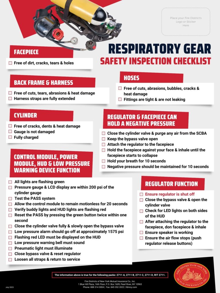 RESPIRATORY GEAR SAFETY INSPECTION _ 18x24
